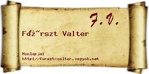 Fürszt Valter névjegykártya